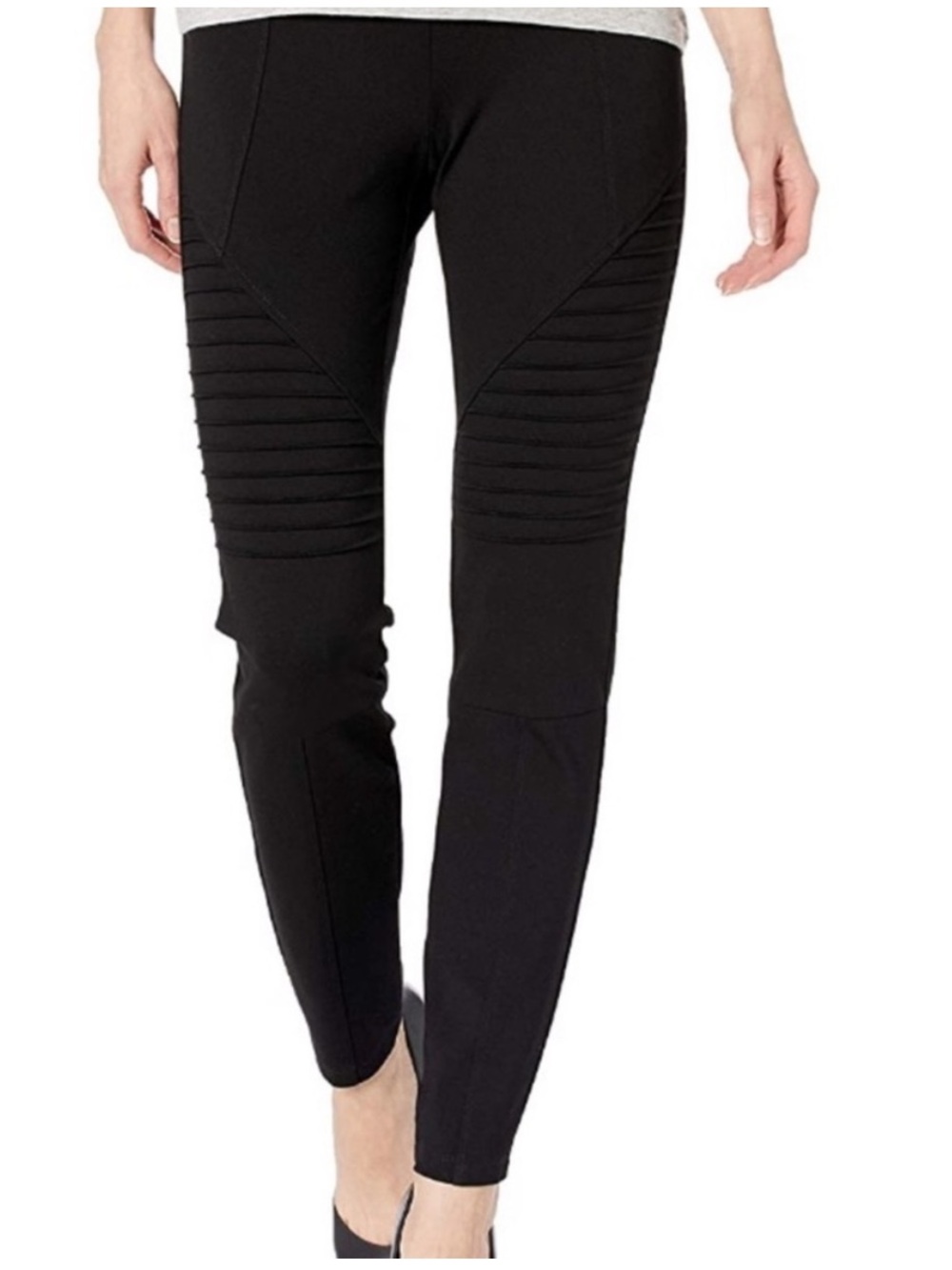 Two by Vince Camuto Black Moto-Detail Ponte Legging Pants Women Size S Small